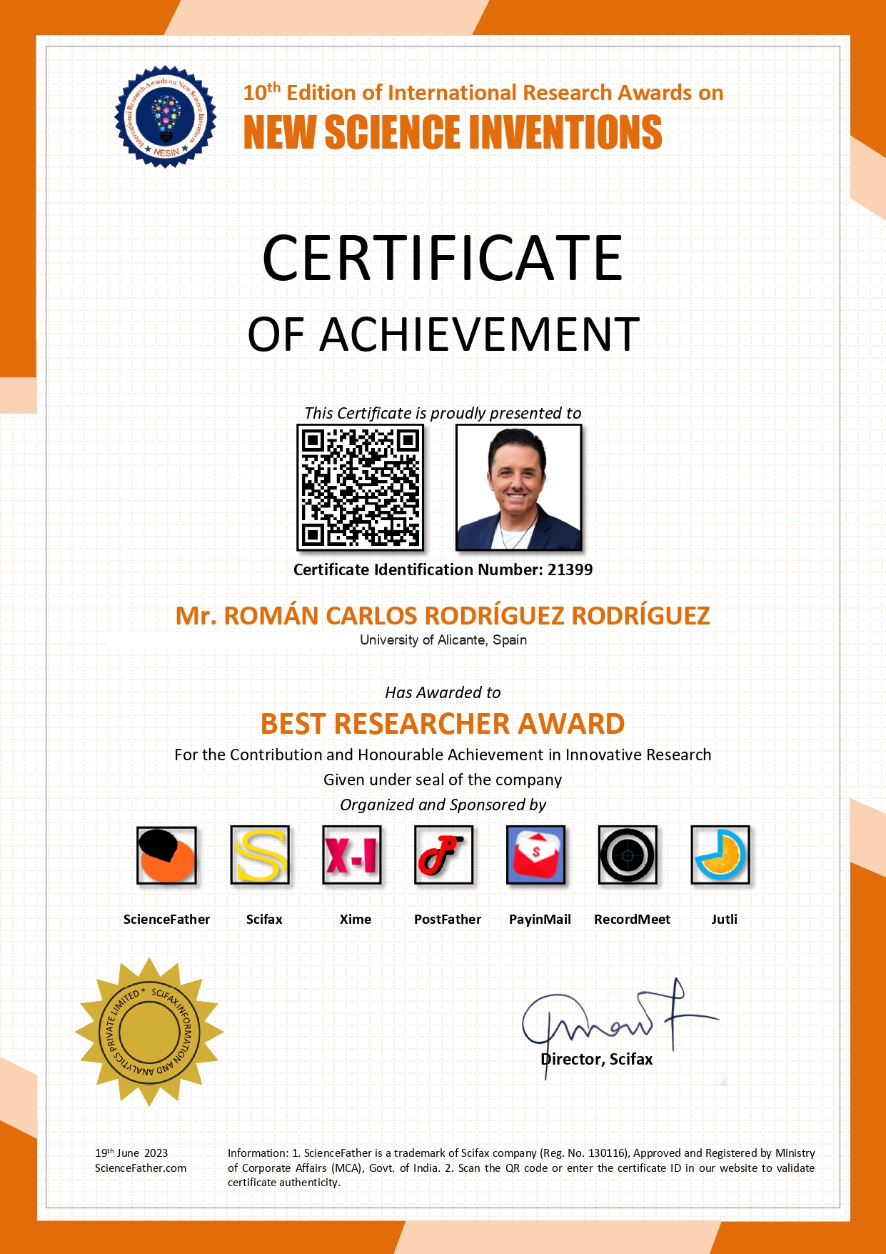 Best Researcher Award on New Science Inventions